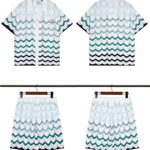 Casablanca Men's Zigzag Pattern Hybrid Shorts - Green and Black